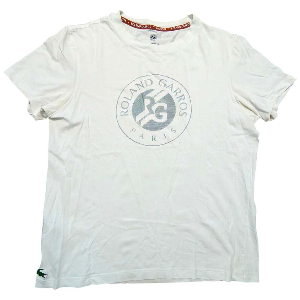 Lacoste Roland Garros Paris White Graphic T-Shirt Size Large